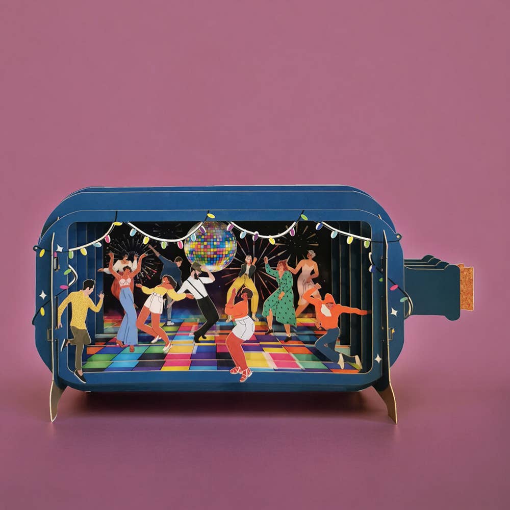 MIB261 -Message in a Bottle Pop Up Card -Disco dance