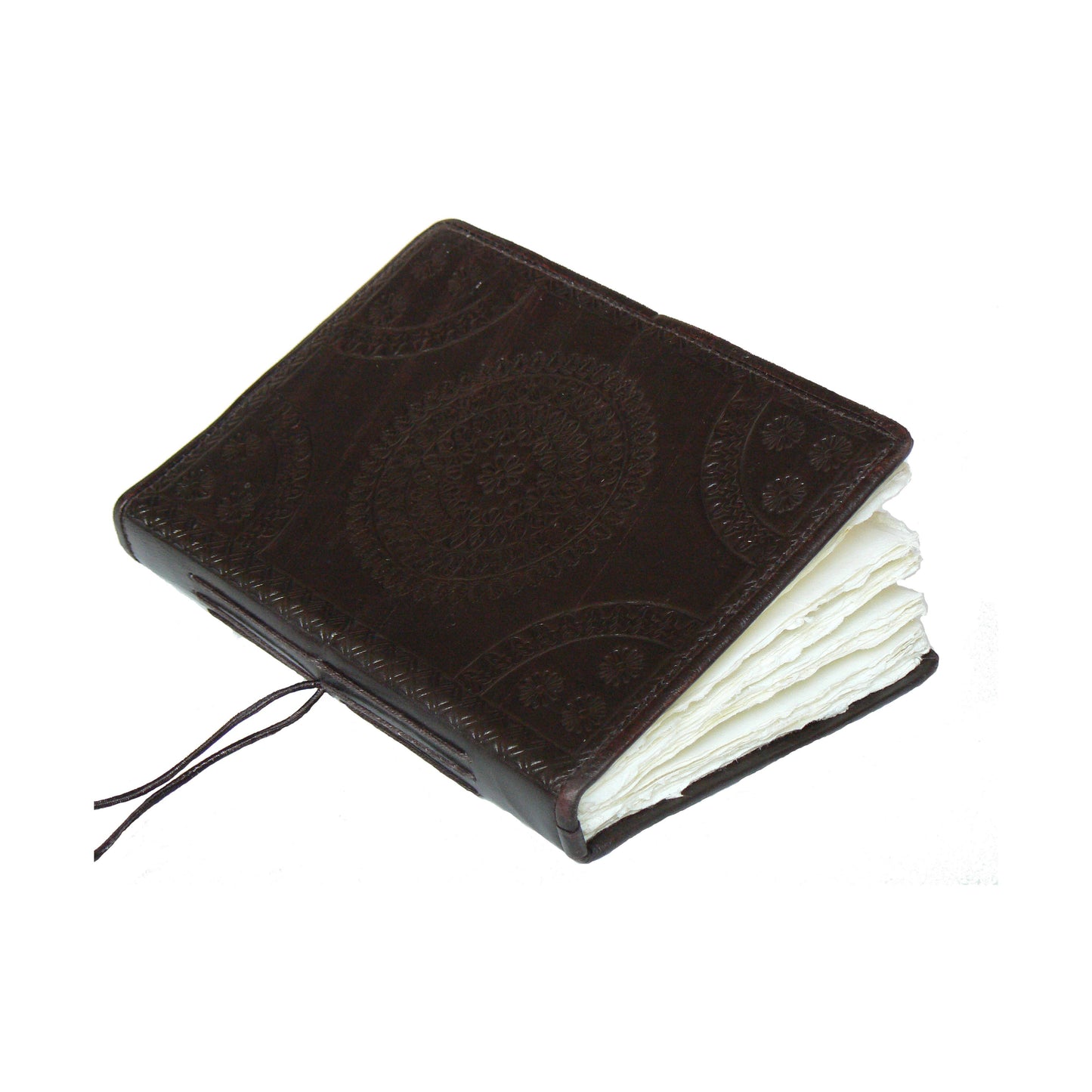 Authentic leather and parchment paper notebook: 9 x 13 cm