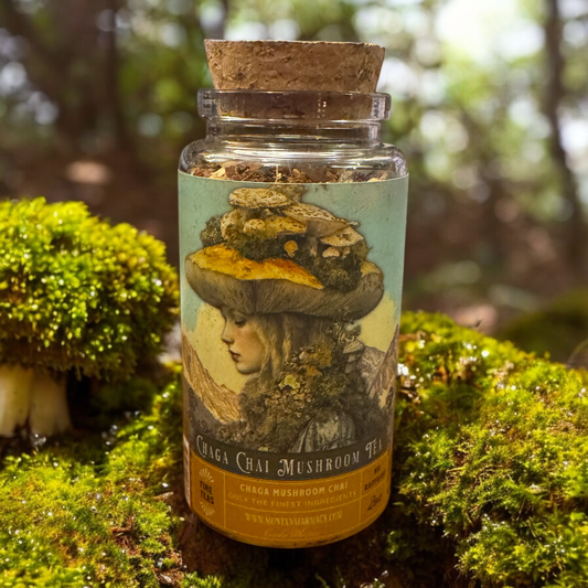 Chaga Chai Mushroom antioxidant Tea Spice in corked ap Jar