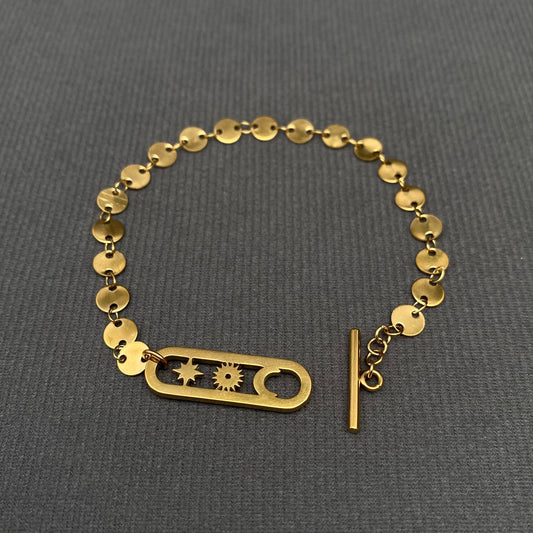Sun Moon Star Petit 18K vergoldetes Edelstahlarmband