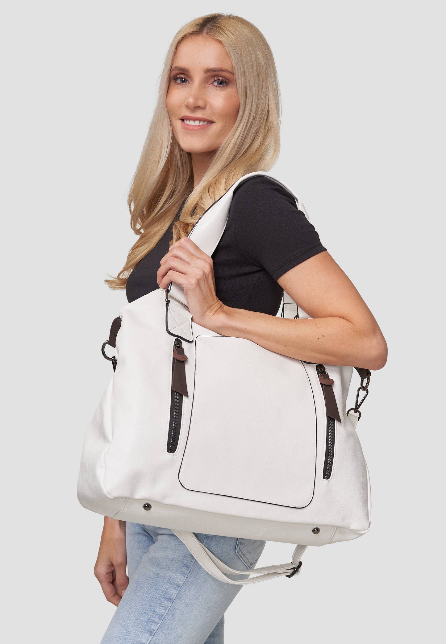 Shopper 'COLMA' - with many compartments and extra space: Black