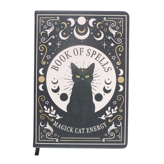 Black Cat Magic Book of Spells A5 Notebook with Pen