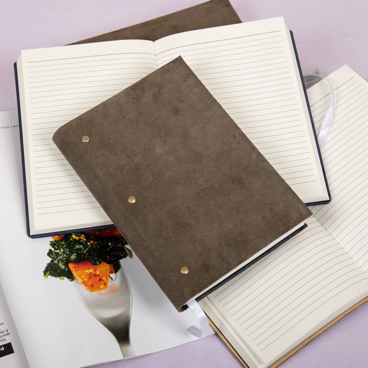 Soft Cover Suede leather diary journal-Grey: Unruled