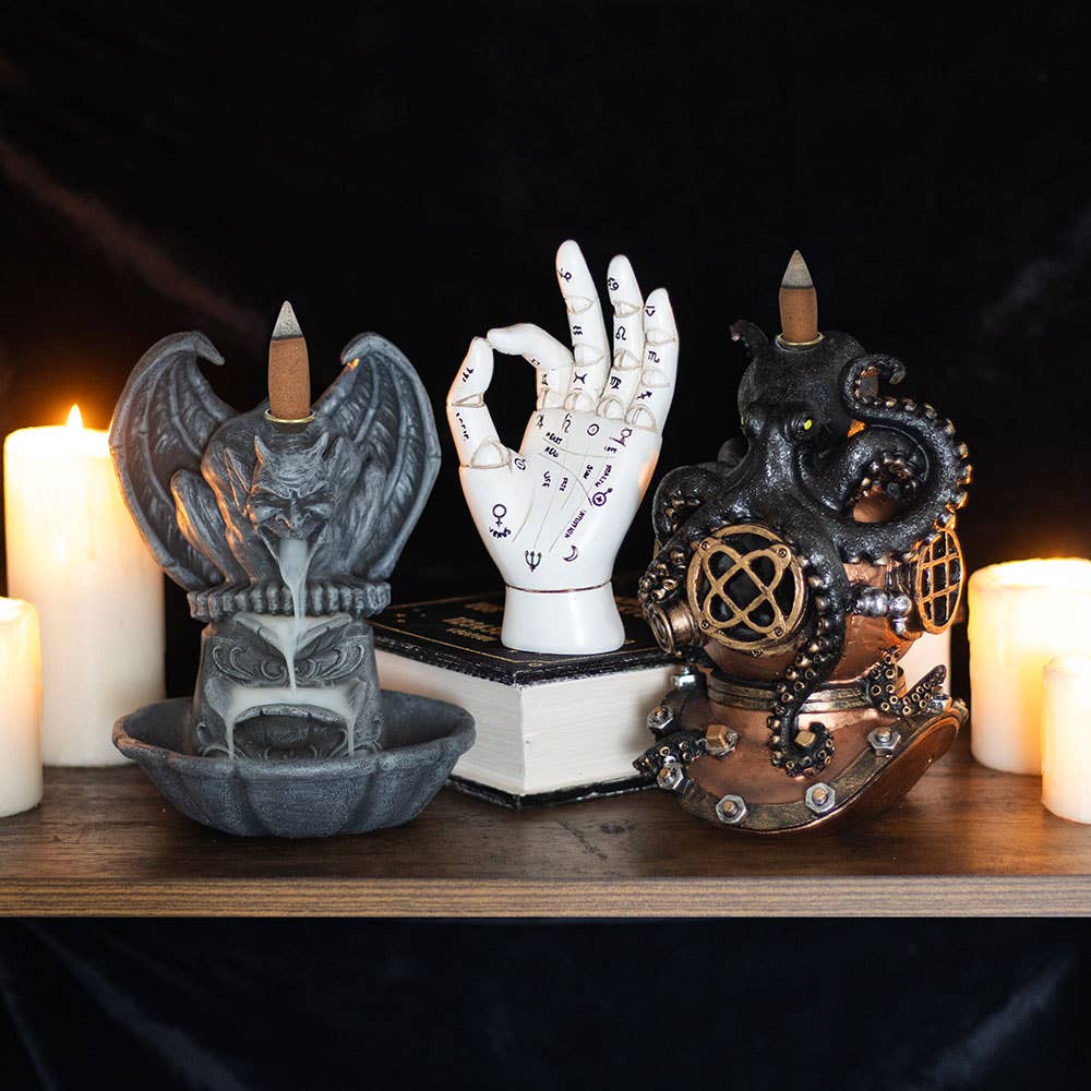 Steampunk Kraken on Diver's Helmet Backflow Incense Burner