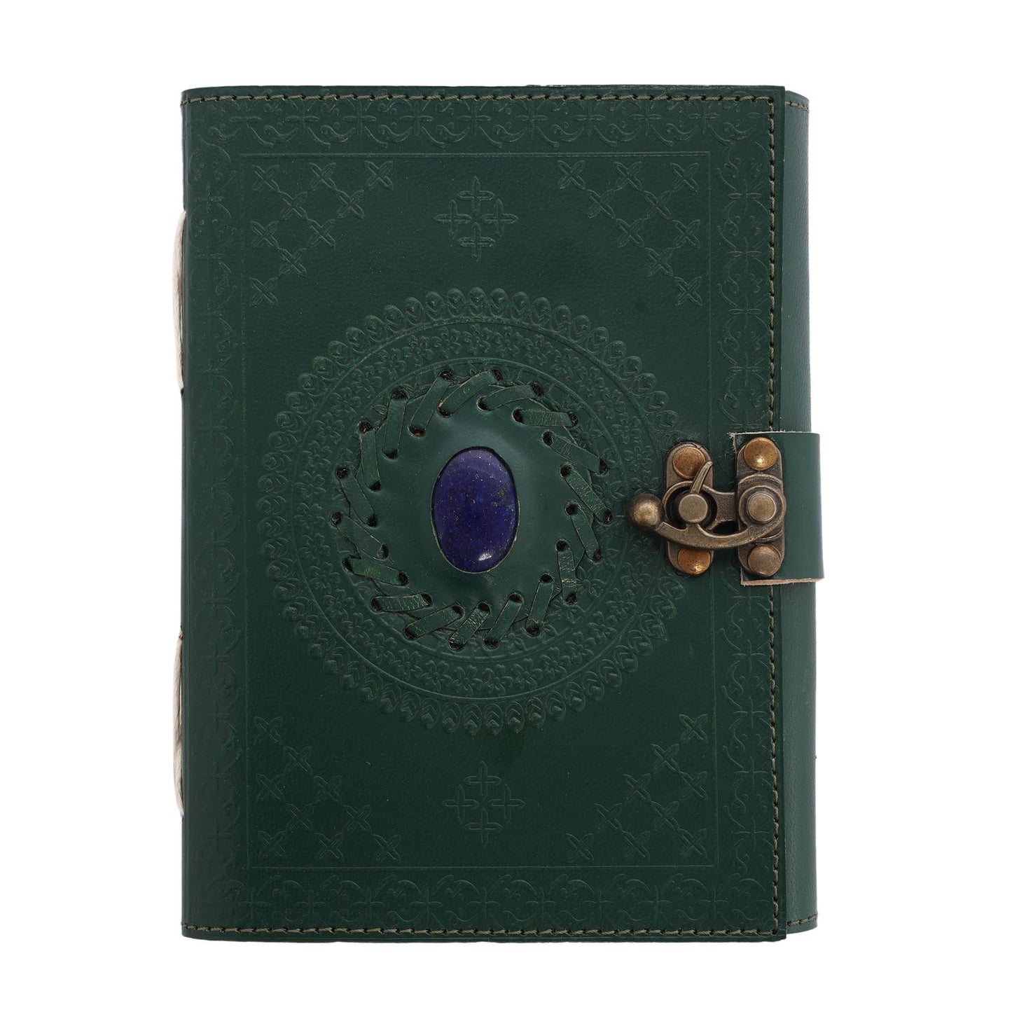 Leather Journal with Stone Mandala Embossed Travel Notebook
