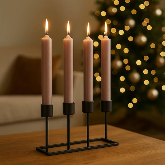 Taper candle taupe solid-colored Ø 2x18 cm burning time approx. 8 hours.