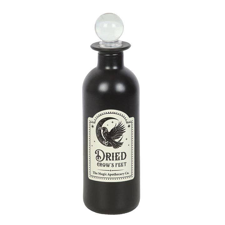 Dried Crow's Feet Decorative Gothic Glass Potion Bottle