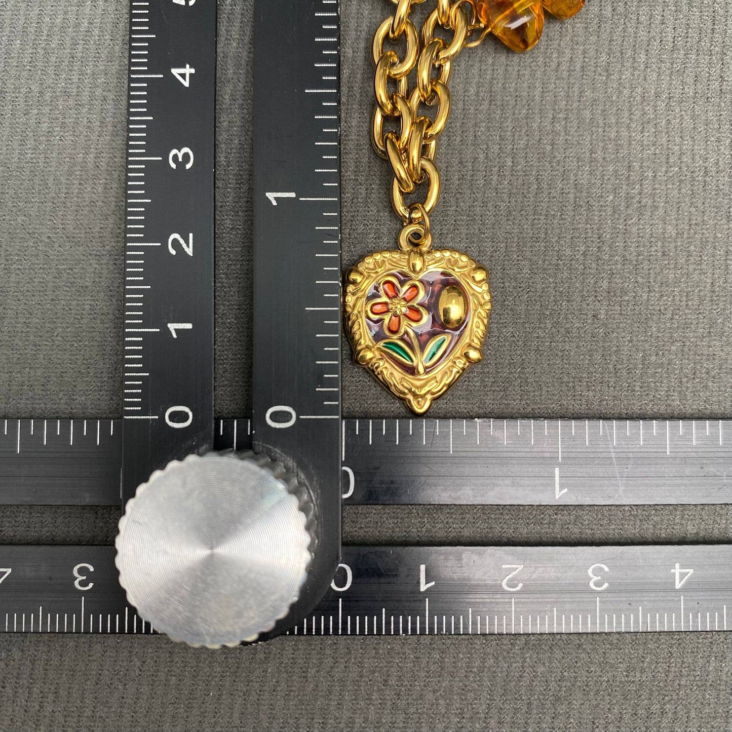 Flower Heart & Bee 18K Gold Plated SS Charm Bracelet