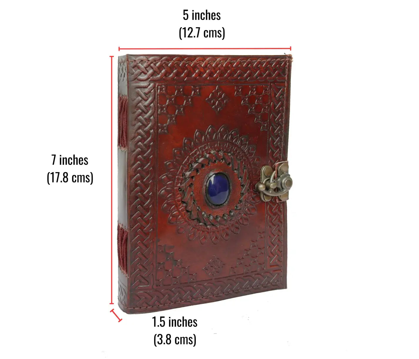 Leather Notebook with Stone Mandala Embossed Travel Journal