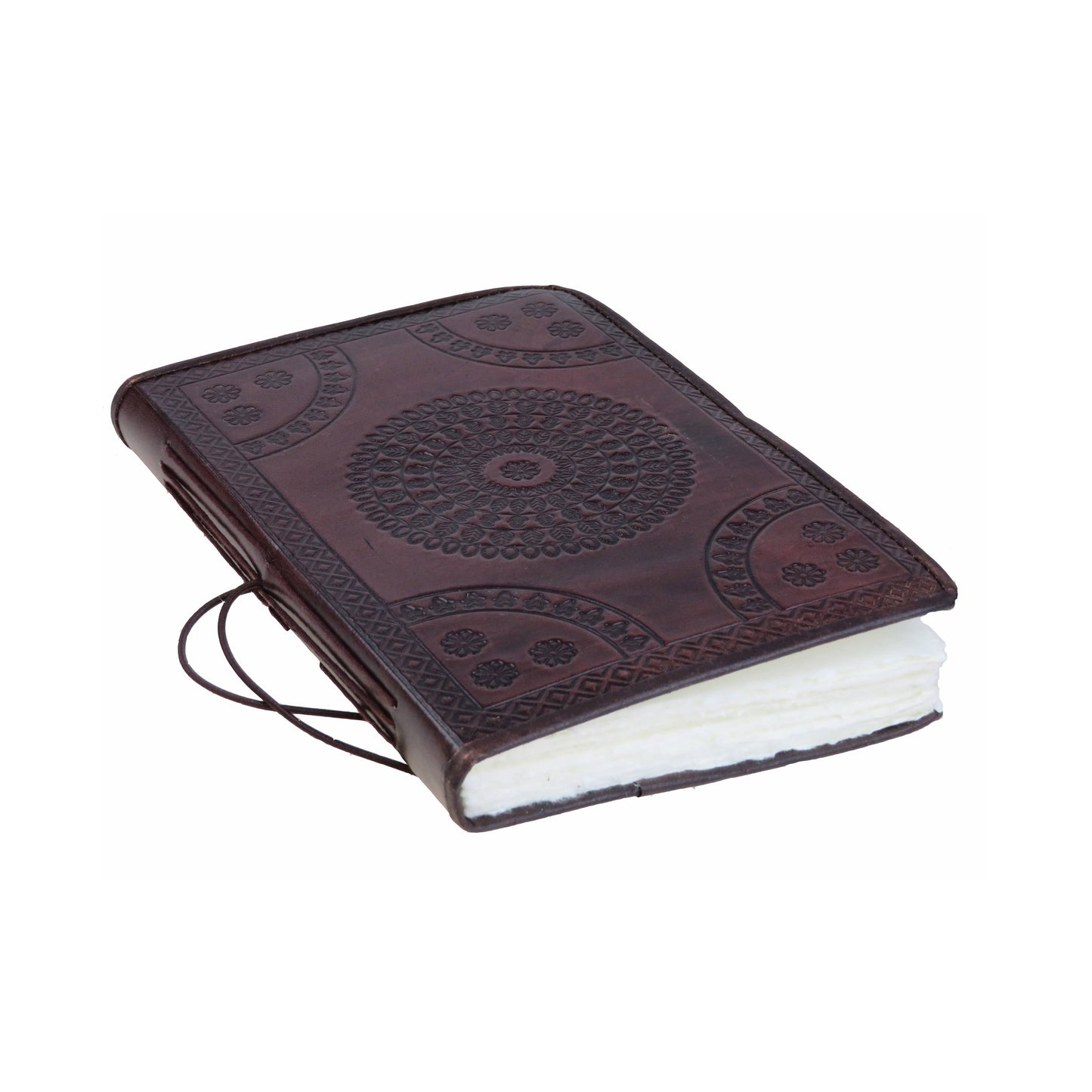 Authentic leather and parchment paper notebook: 9 x 13 cm