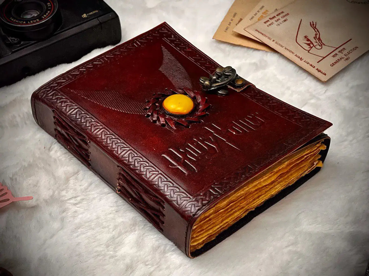 Leather Journal Vintage Notebook with Harry potter Embossed