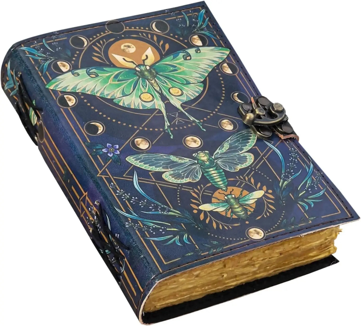 Vintage Leather Journal Notebook with Butterfly Print
