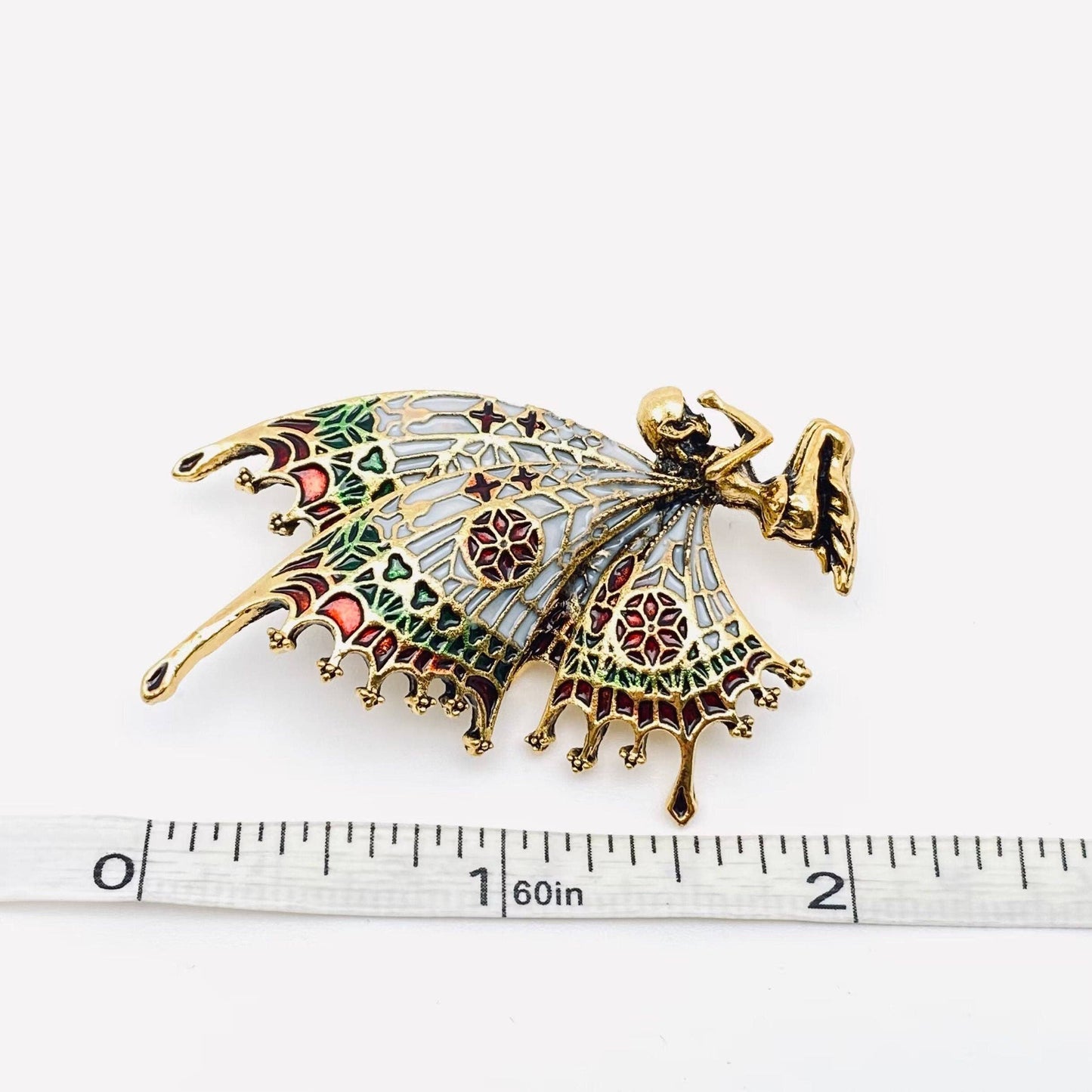 Enamel Prayer Butterfly Fairy Brooch
