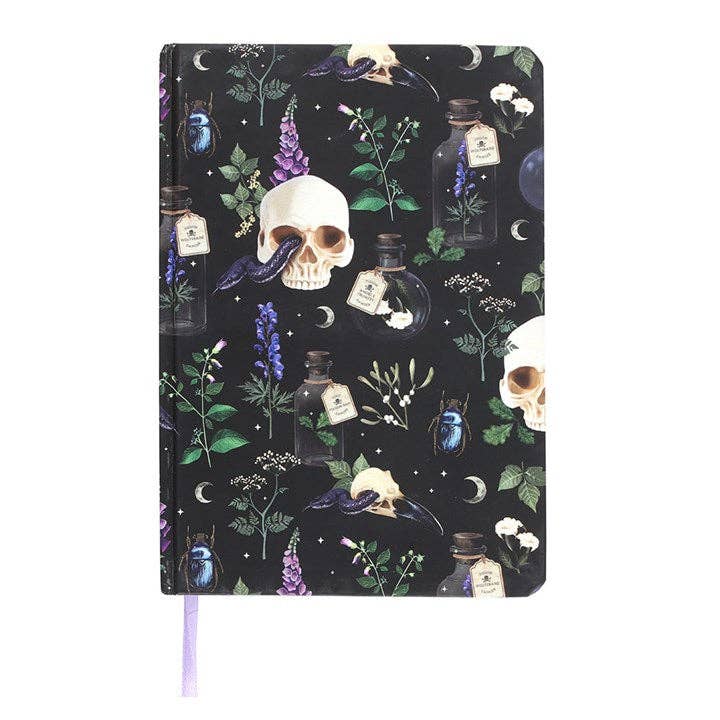 Venom & Vines Gothic Skull Print A5 Notebook