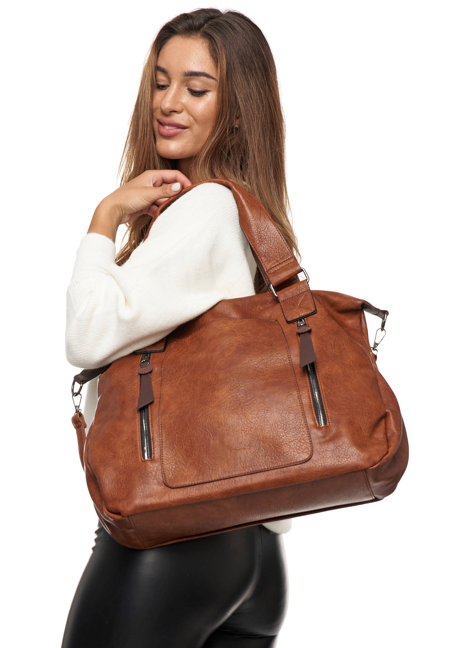 Shopper 'COLMA' - with many compartments and extra space: Black