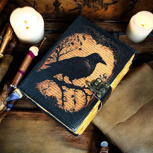 Leather Journal Gothic Notebook the Raven Grimoire Shadow