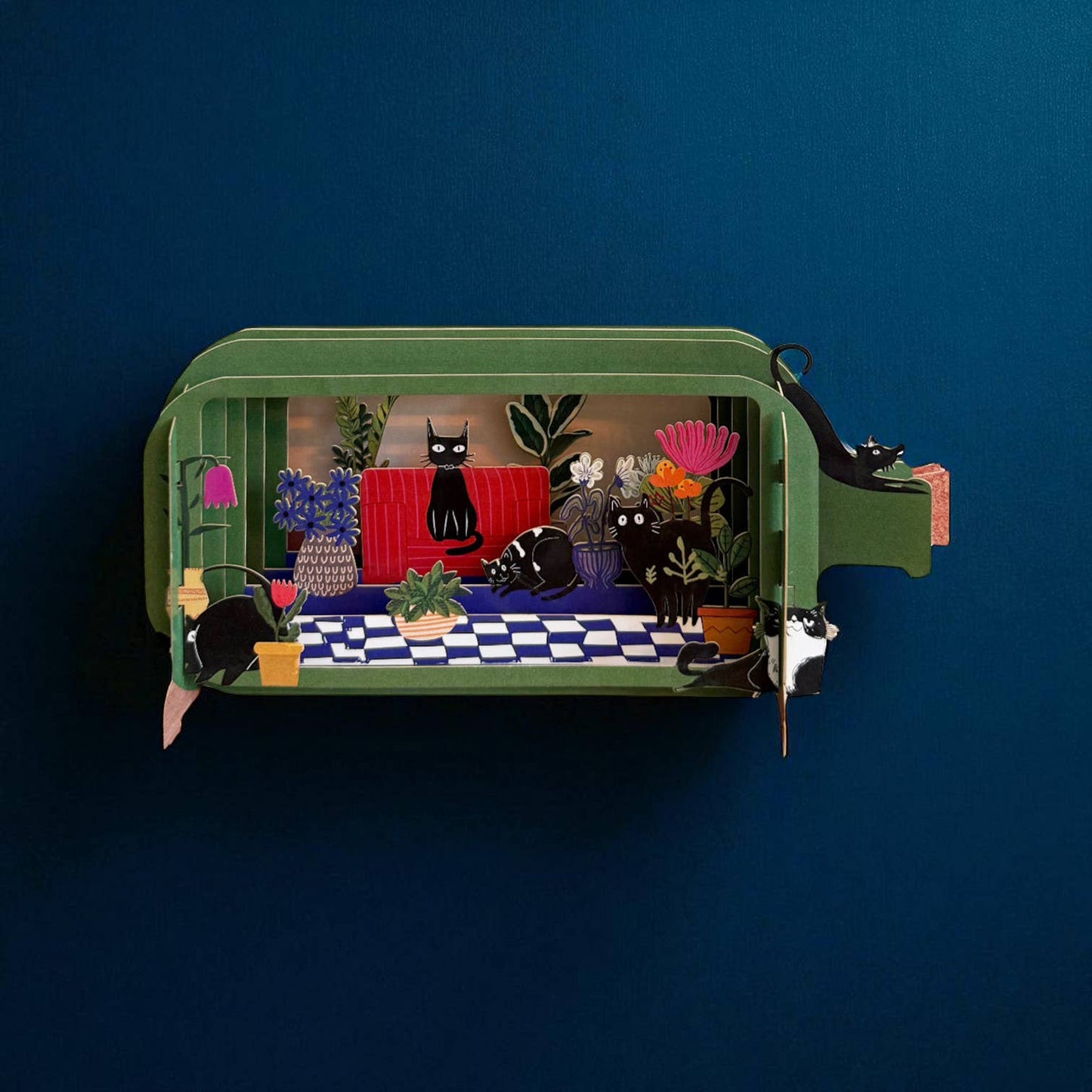 Message in a bottle pop up cards- Cats on safa