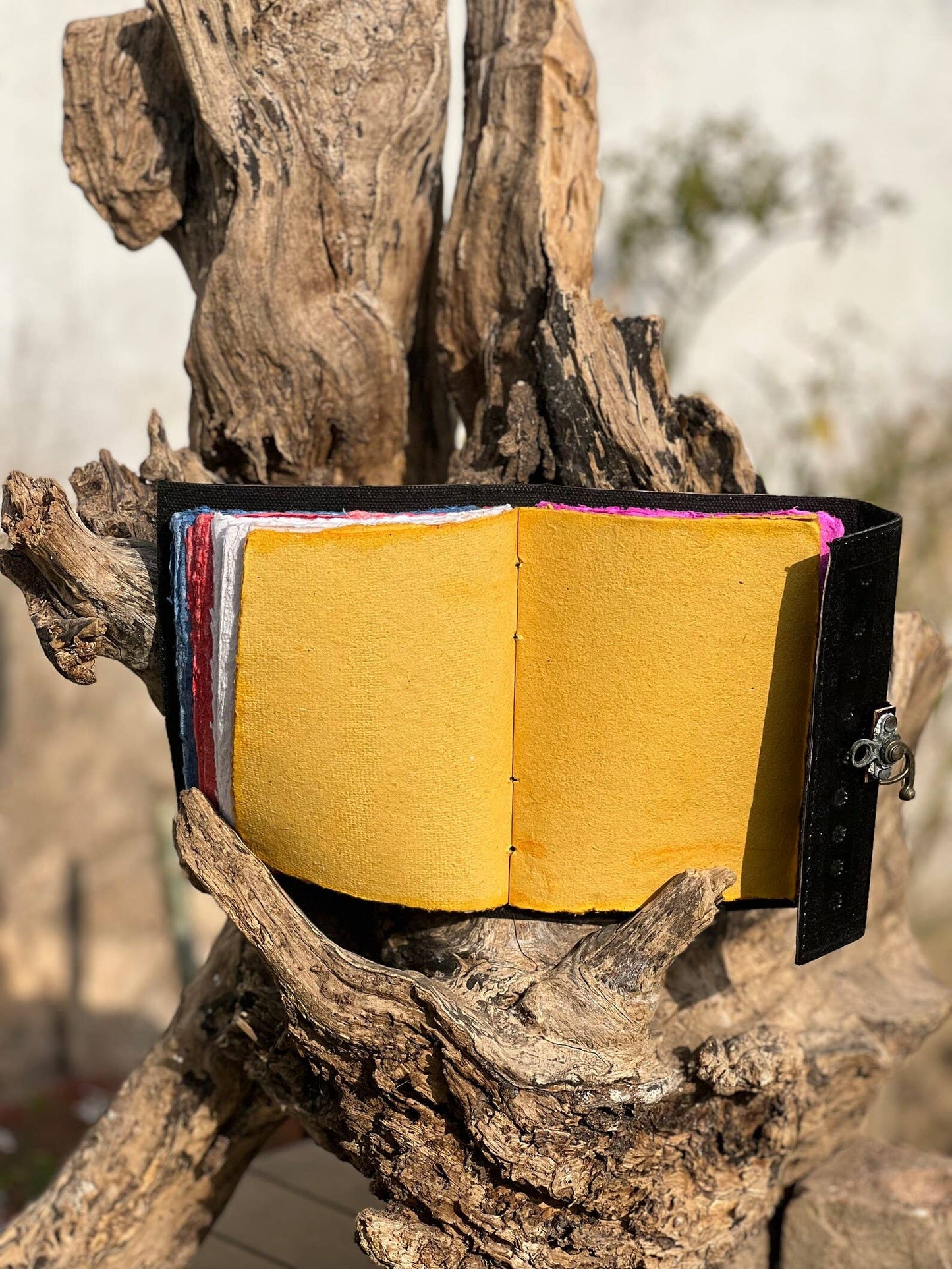 Tree Embossed Leather Journal diary with 200 Handmade pages  (Copy): Black