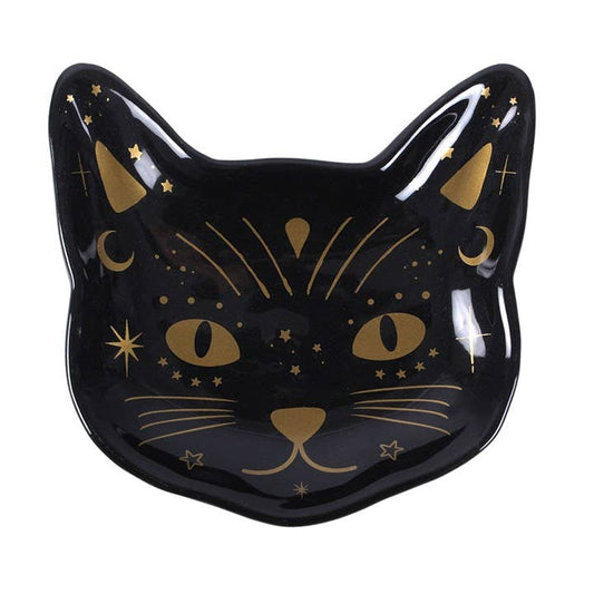 Magick Black Cat Face Trinket Dish