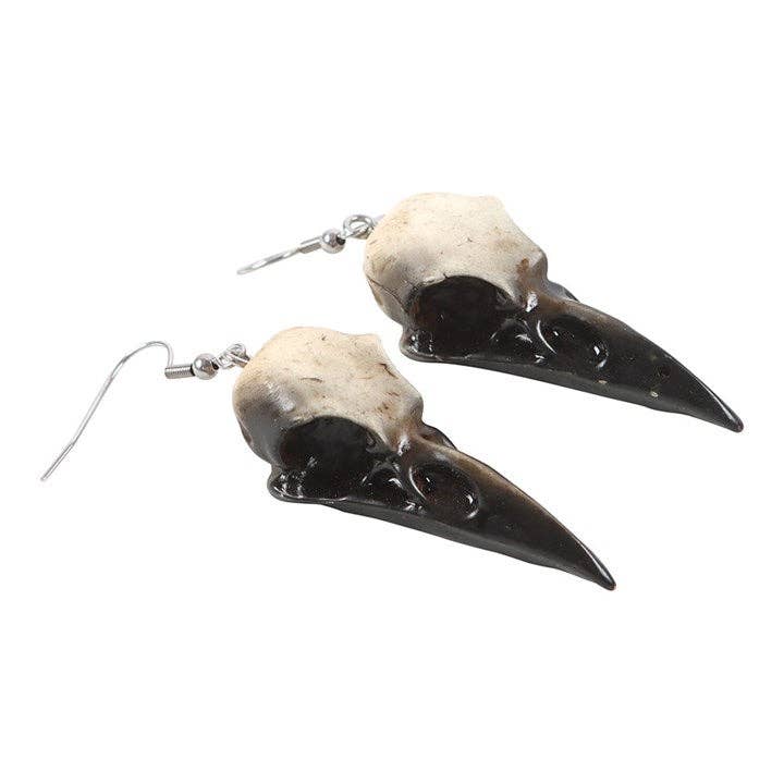 Resin Crow Skull Gothic Dangle Earrings