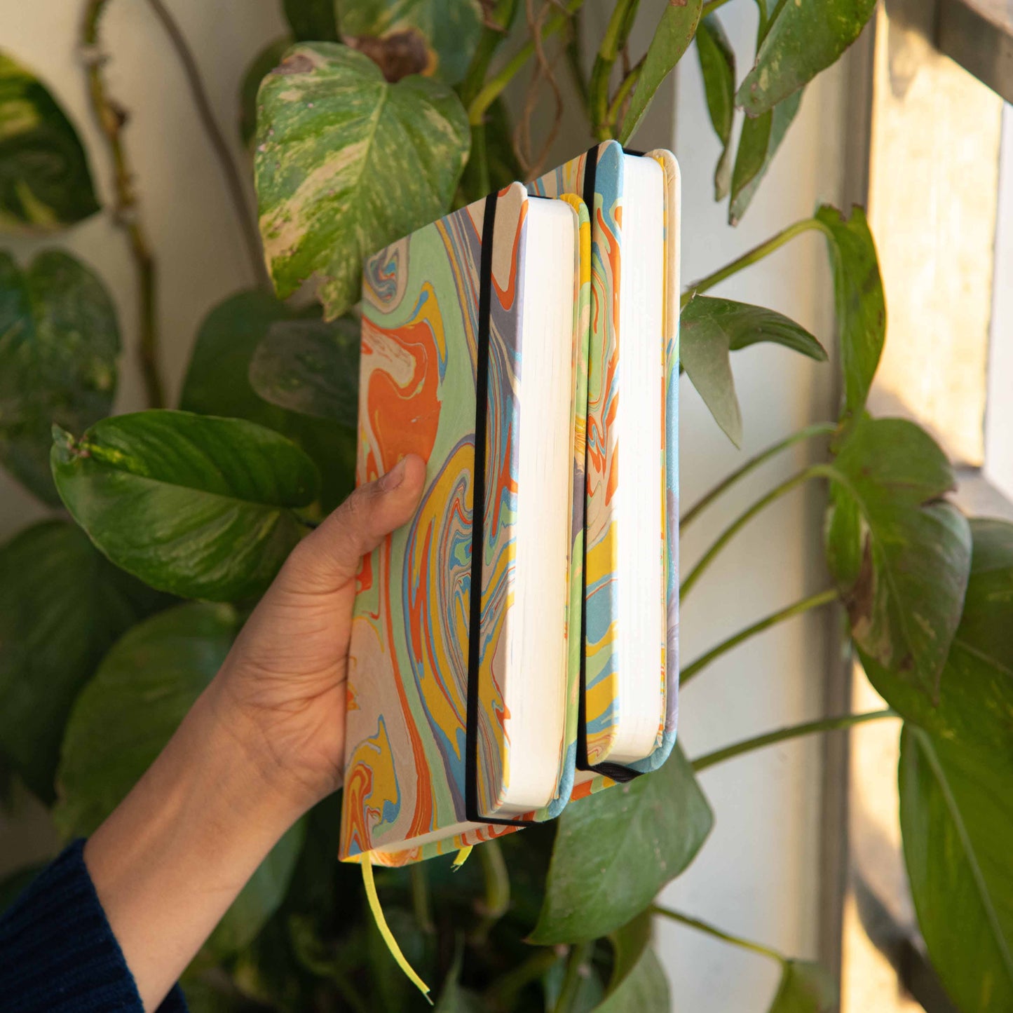 Marbled cover Hardbound Unruled Diary journal