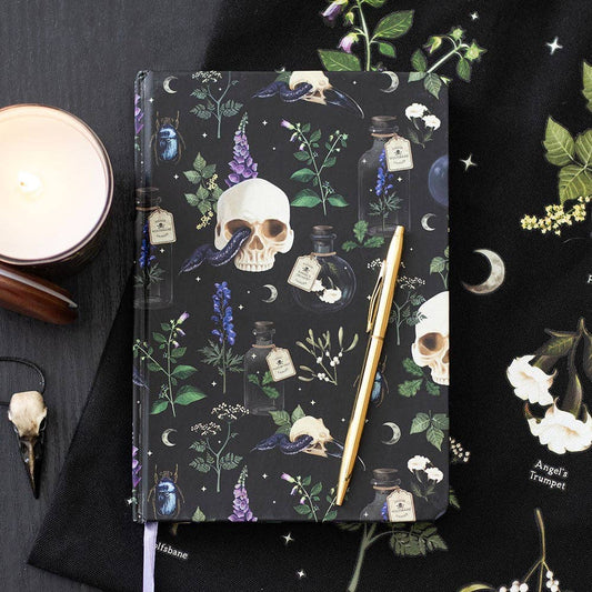 Venom & Vines Gothic Skull Print A5 Notebook