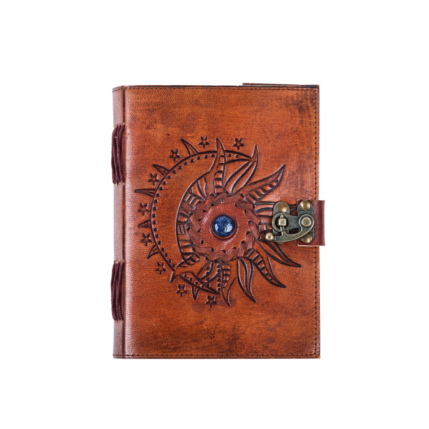 Embossed Leather diary with Stone 200 Travel Journal