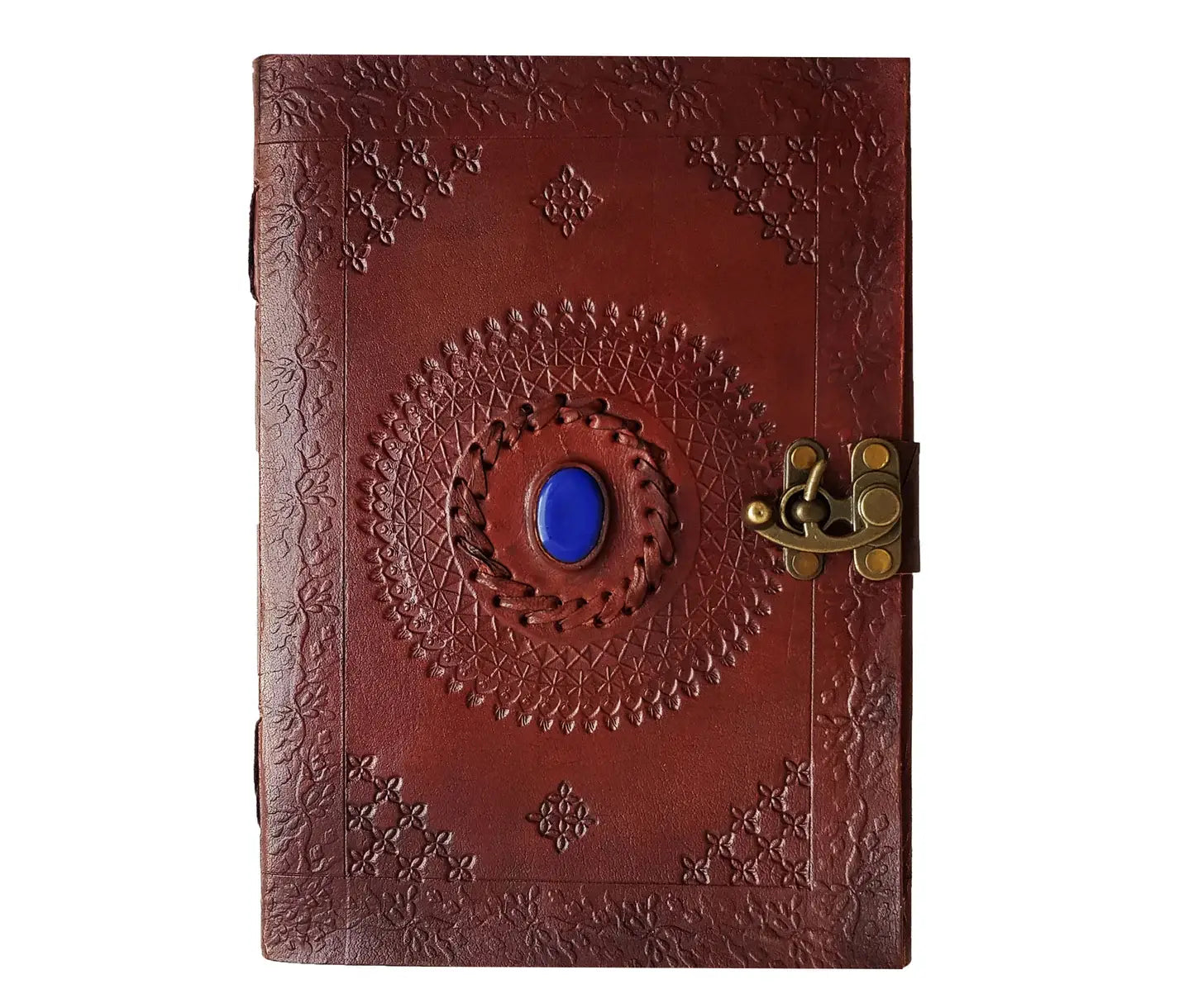 Leather Notebook with Stone Mandala Embossed Travel Journal
