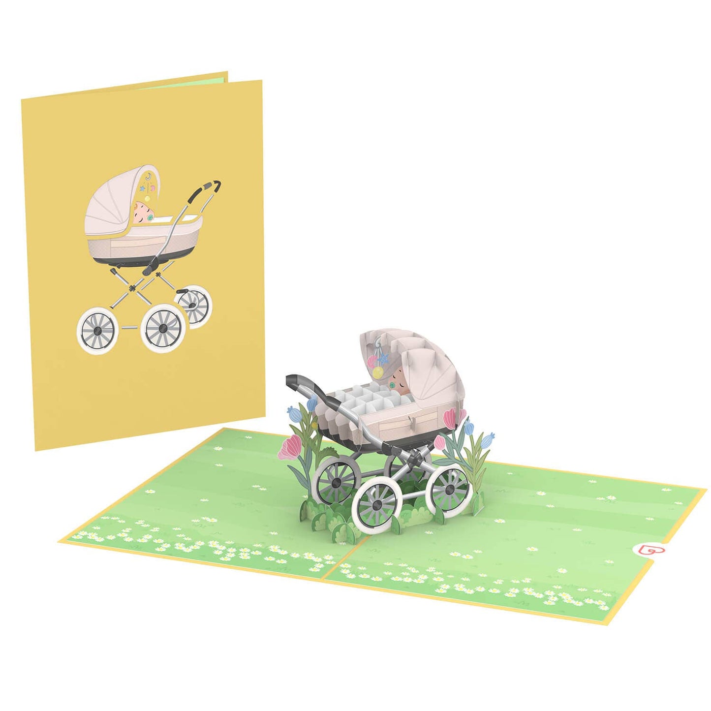 Pushchair with baby pop-up card | 3D greeting card