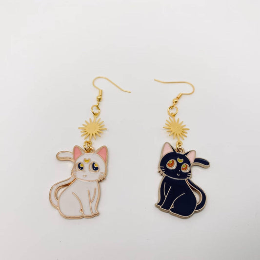 Cartoon Moon Cat Earrings - MS