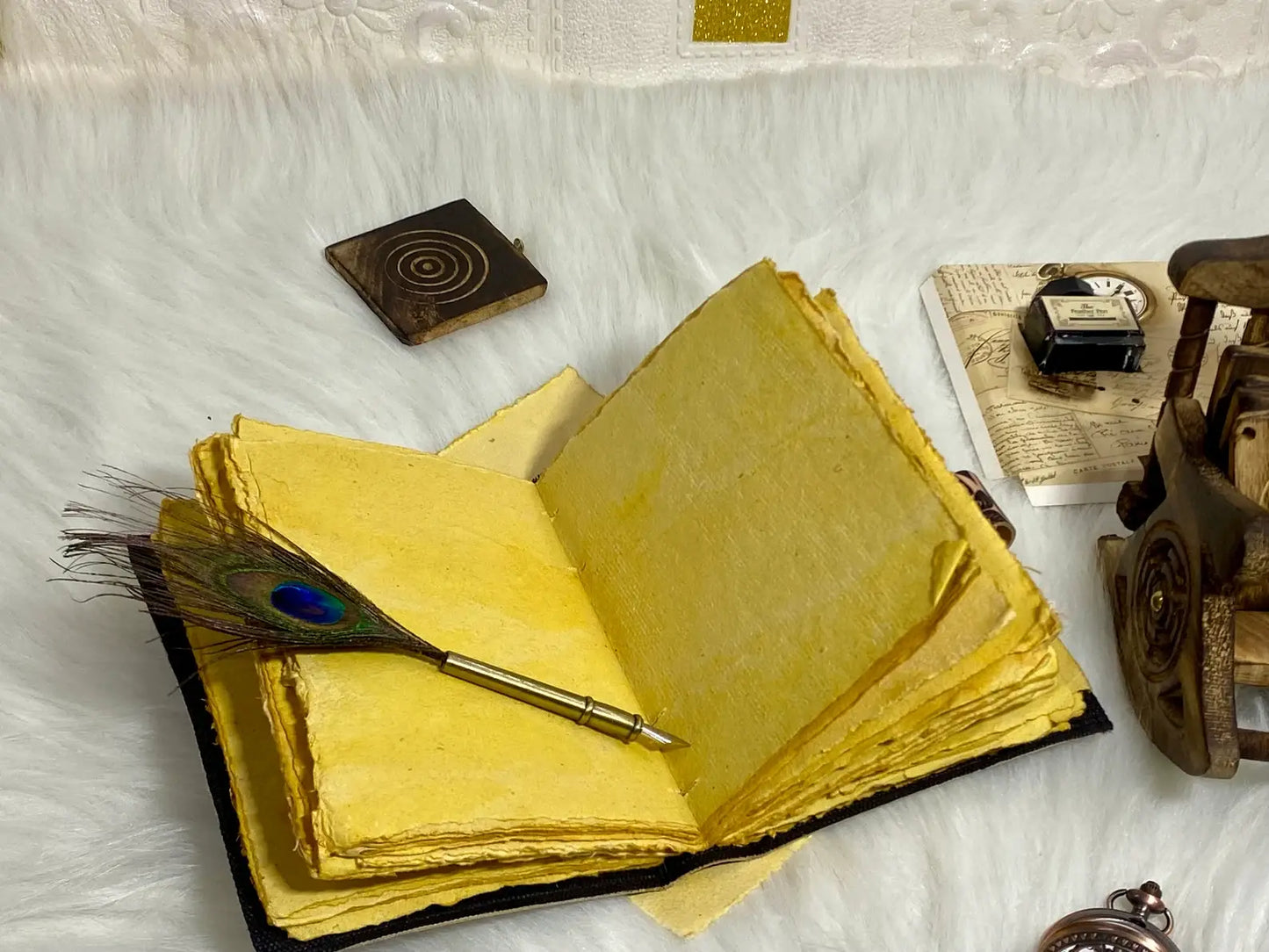 Vintage Leather Journal Notebook with The Lover Print