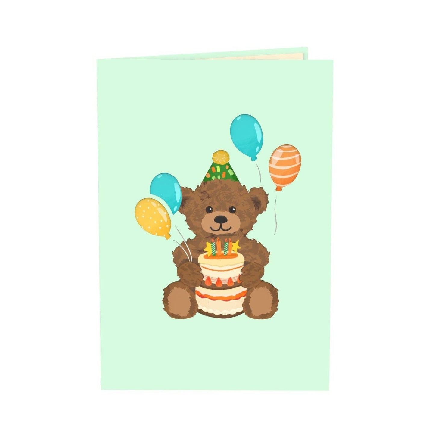 Teddy with birthday cake pop up card
