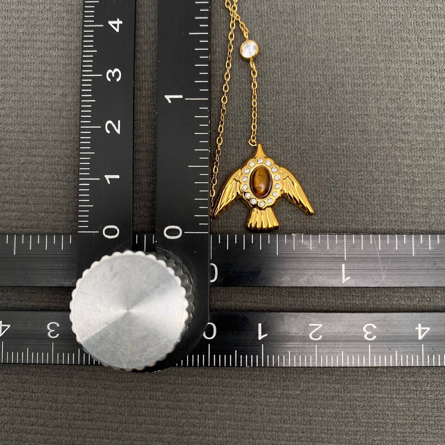 Stone Inlaid Bird 18K Gold Plated SS Charm Necklace - FGS