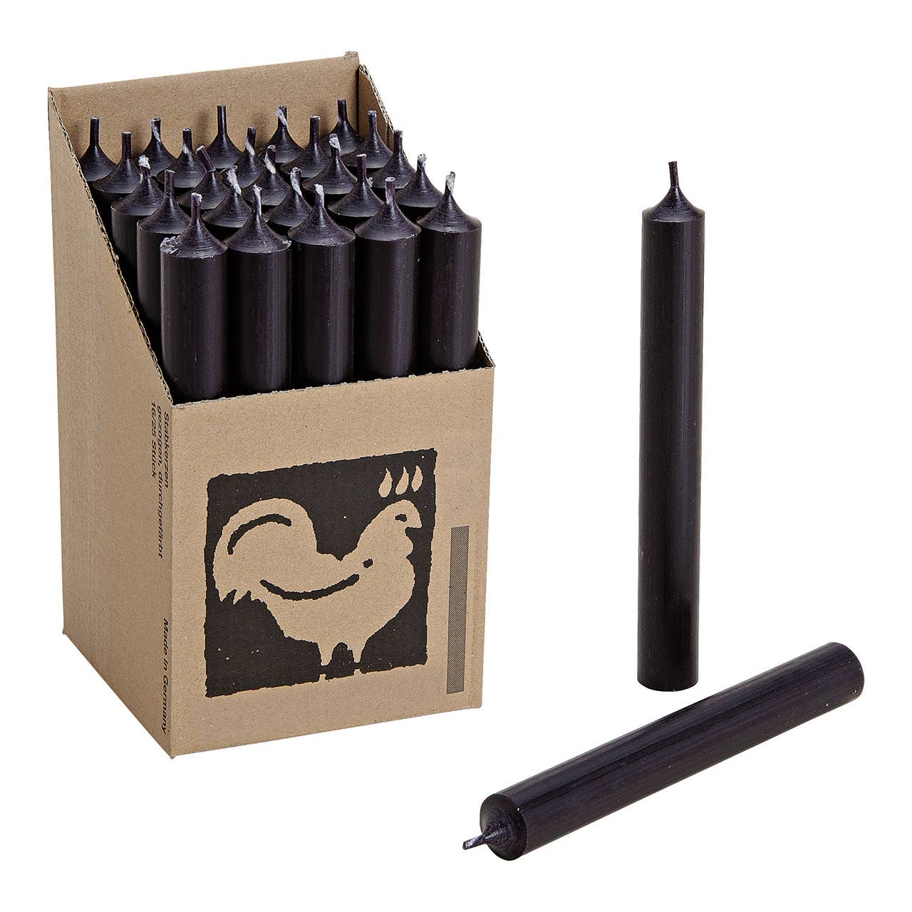 Taper candle black solid color Ø 2x18 cm burning time approx. 8 hours.