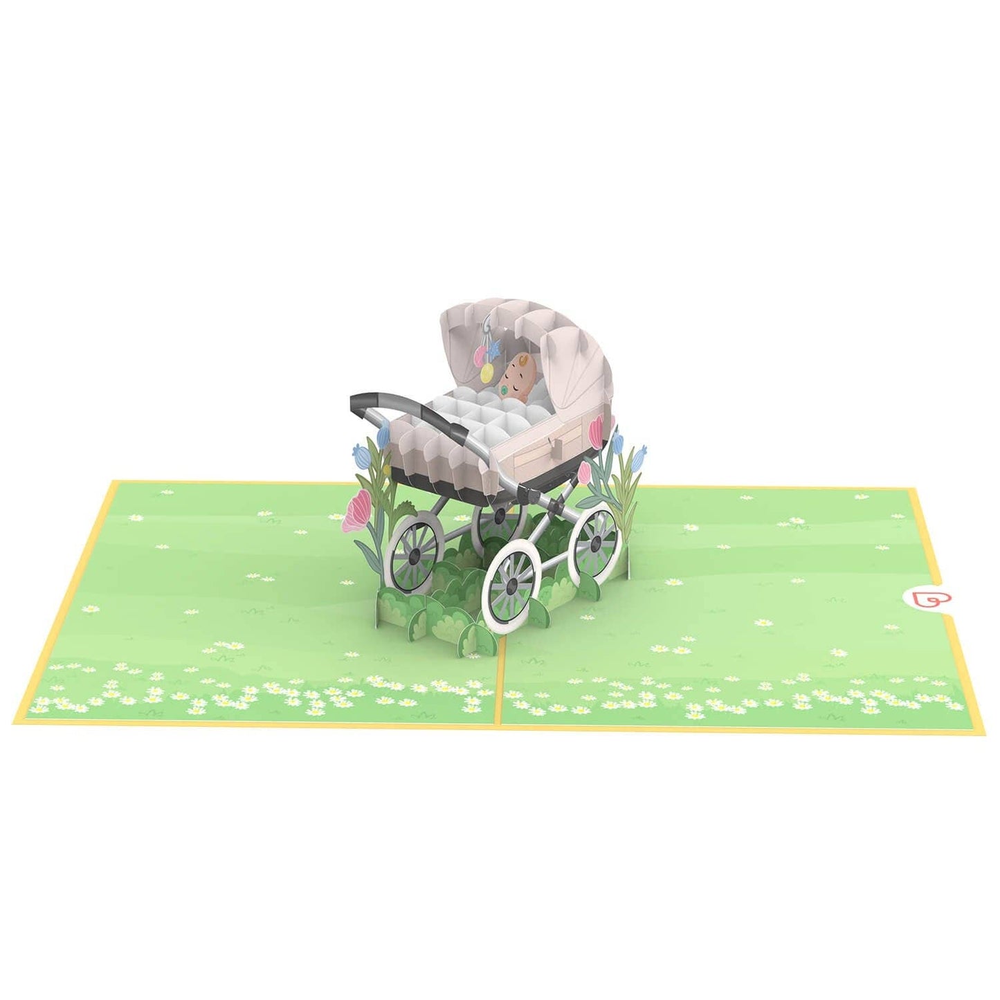 Pushchair with baby pop-up card | 3D greeting card