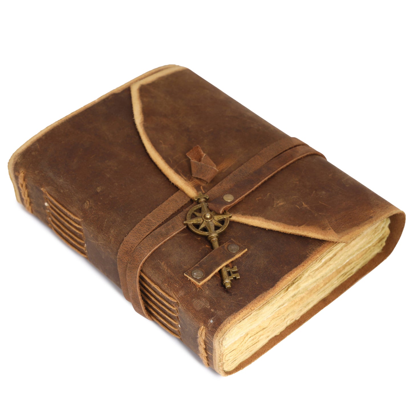 Vintage Leather Bound Grimoire Journal with Key 6*8 Size