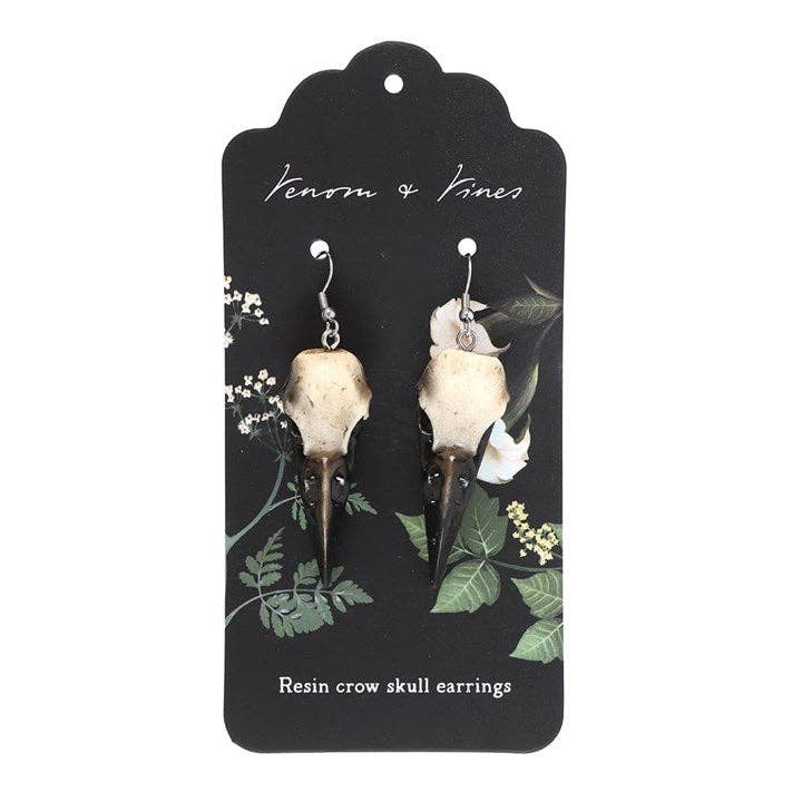 Resin Crow Skull Gothic Dangle Earrings