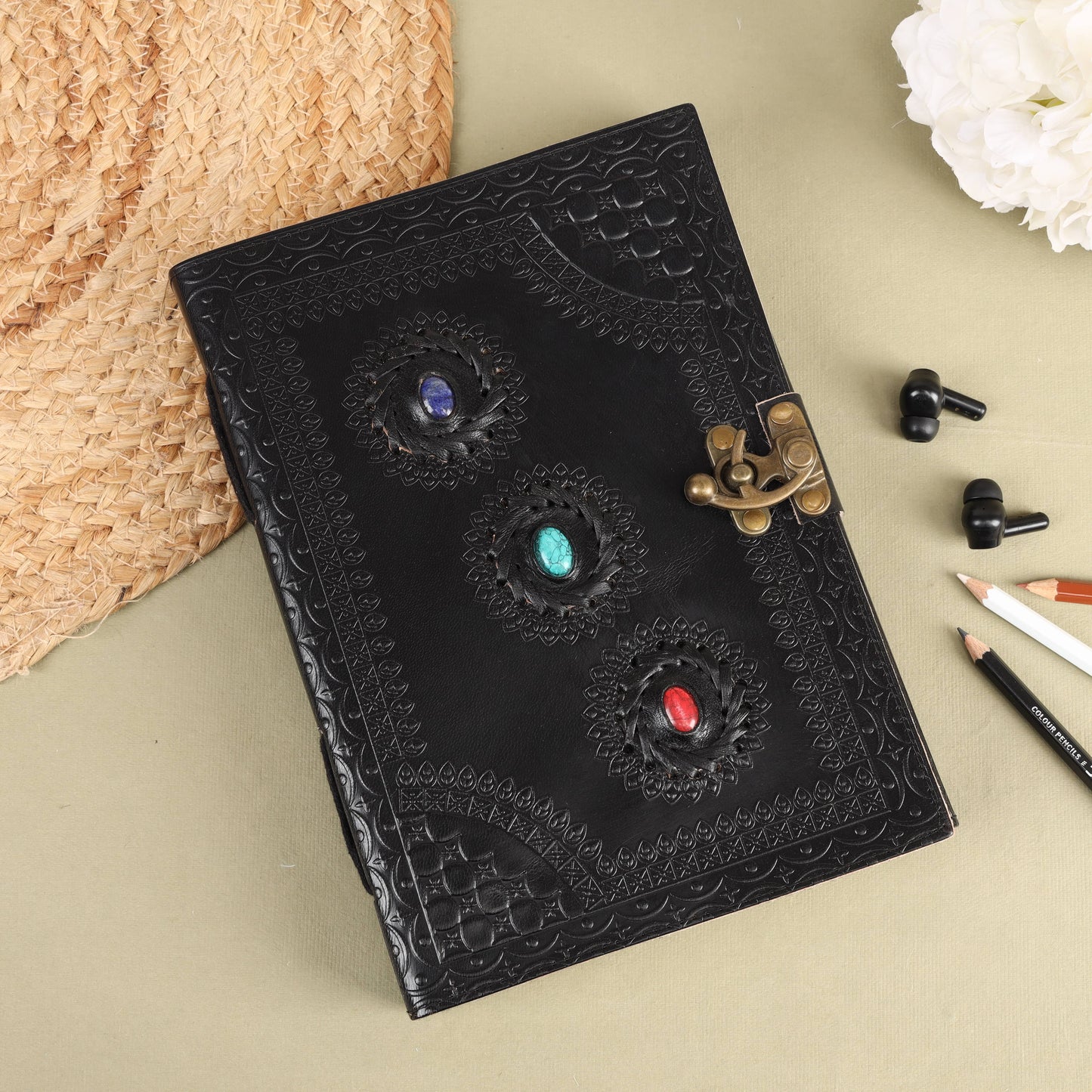 3 Precious Chakra Leather Journal Chakra Stones Meditation