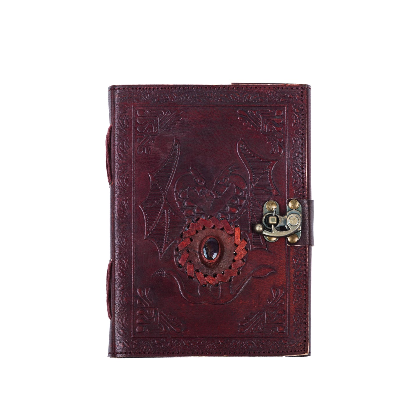 Leather Journal with Stone Dragon Embossed Travel Journal