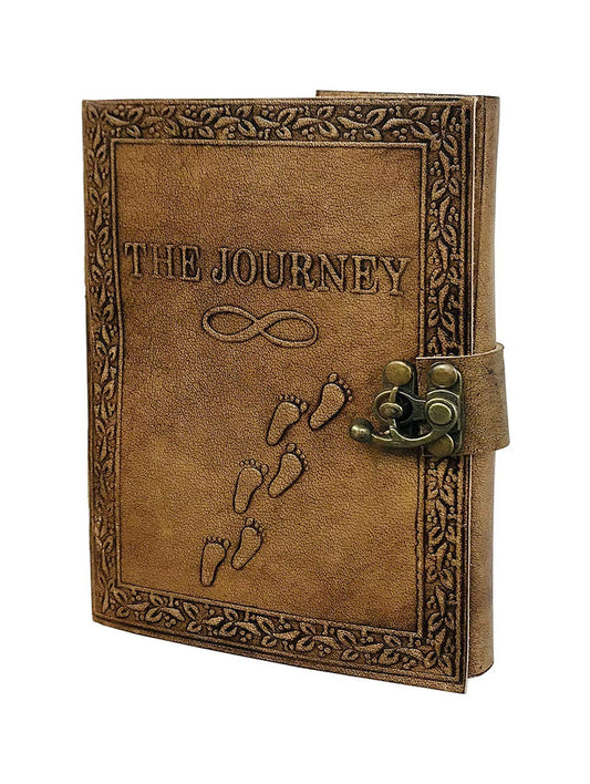 Embossed Leather Journal diary with 200 Handmade pages