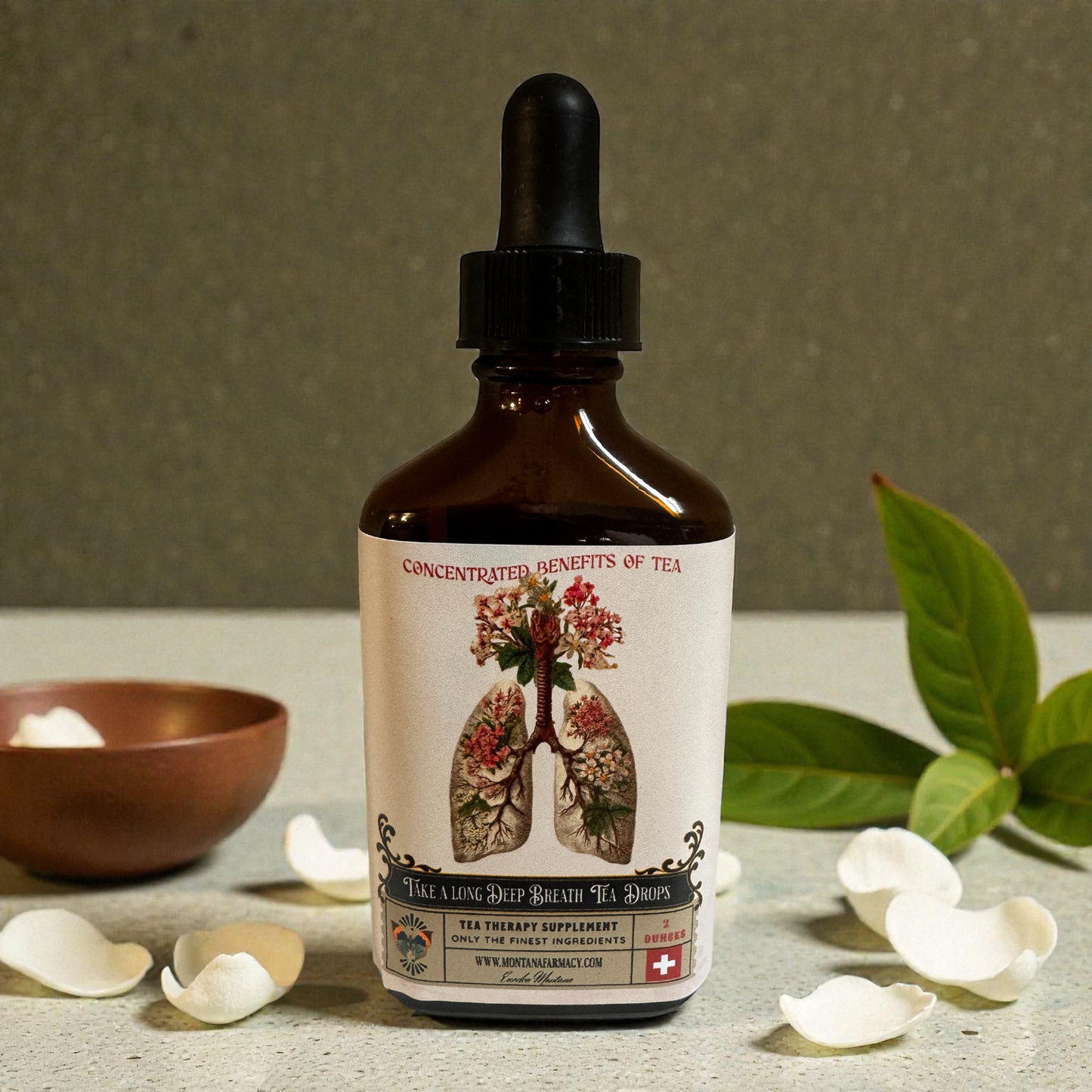 Take a long Deep Breath Herbal Tea elixir Wellness Drops