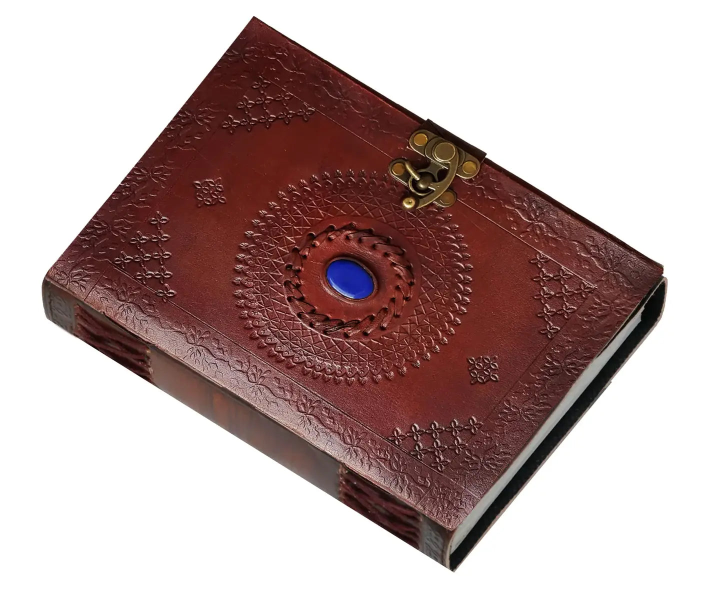 Leather Notebook with Stone Mandala Embossed Travel Journal