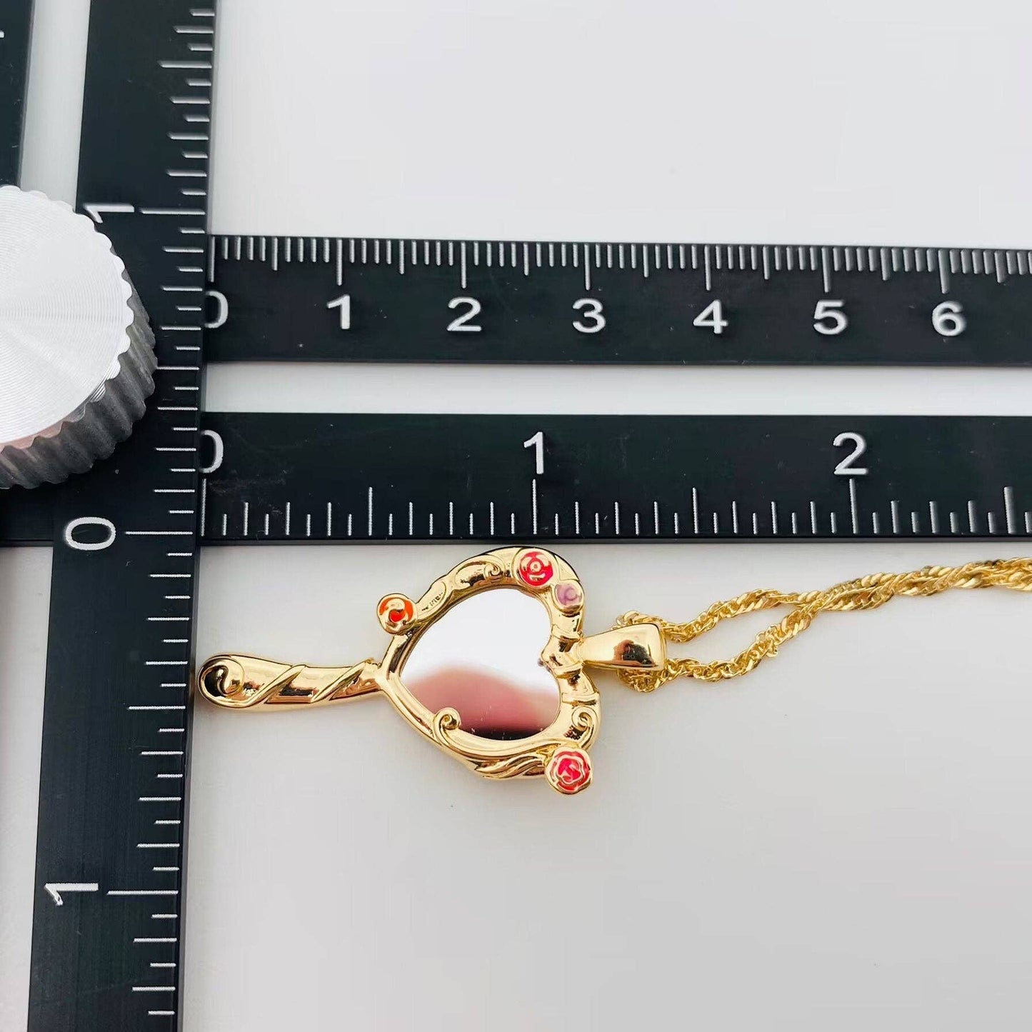 Enamel Gold Plated Dopamine Cute Mirror Pendant Necklace
