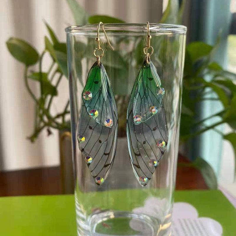 Gradient Cicada Wings Butterfly Wings Earrings: I