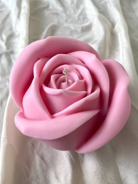 Candle - big rose: Pink