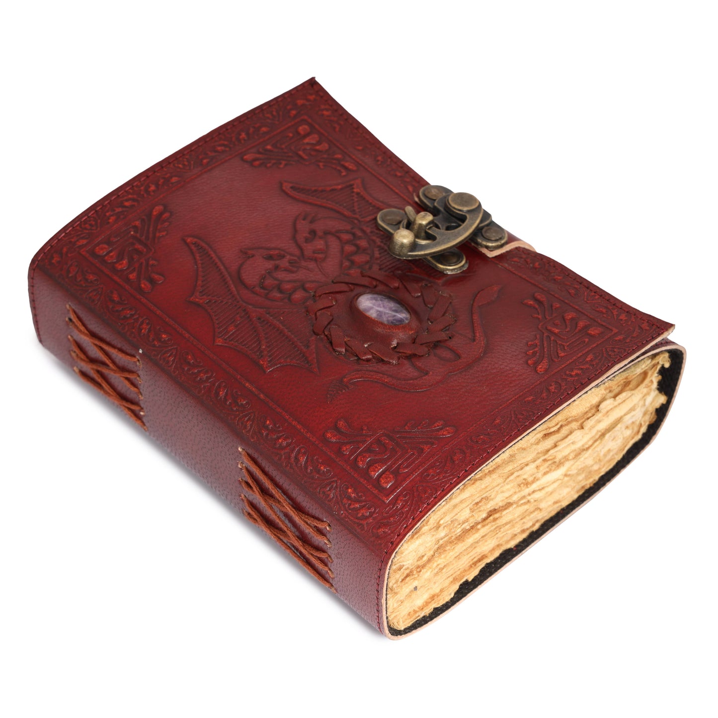 Leather Journal with Stone Dragon Embossed Travel Journal