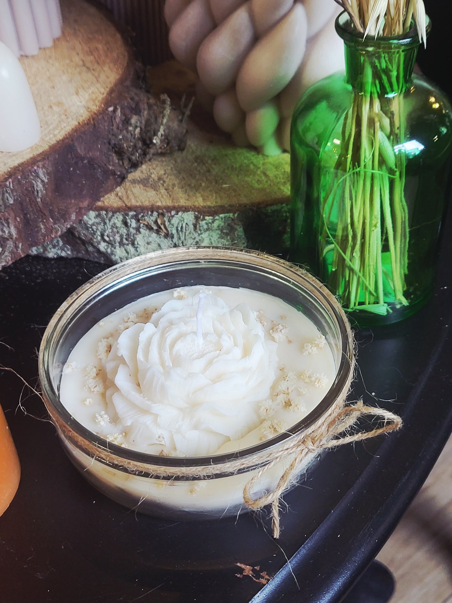Homemade White Rose Candle