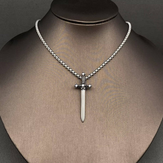 Glossy Sword Men's Stainless Steel Pendant Necklace - MJ/MNP