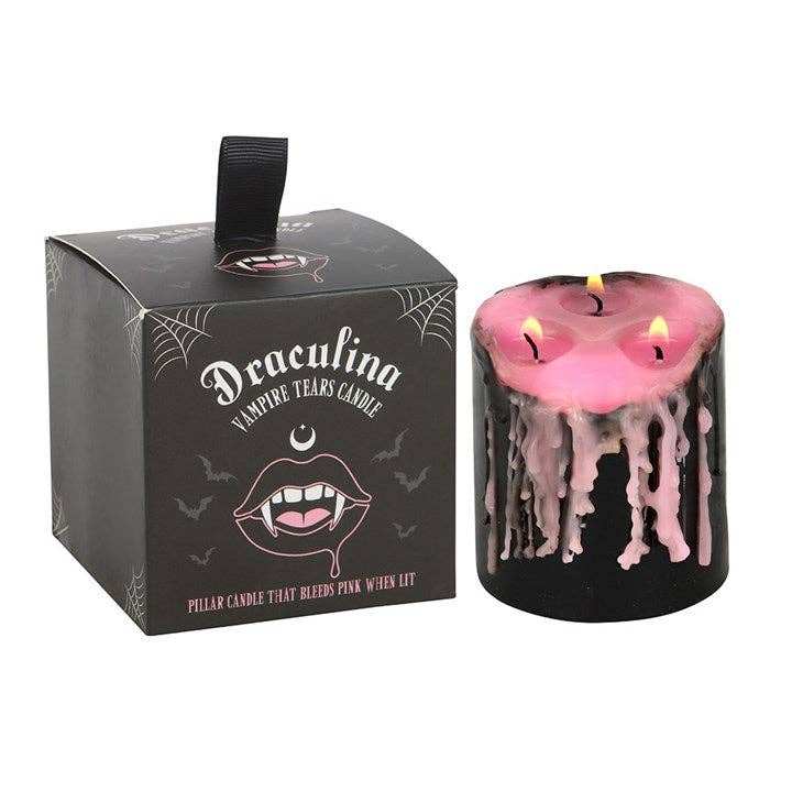 Small Pink Vampire Tears Gothic Bleeding Pillar Candle