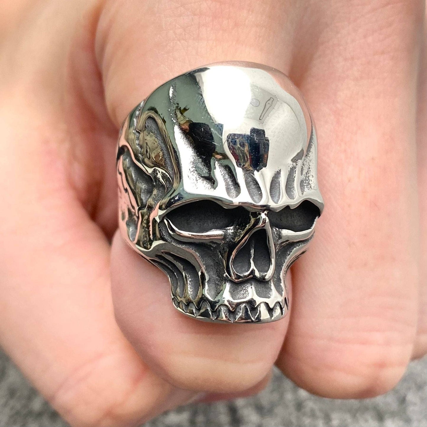Biker Jewelry Stainless Steel Skull Ring - MJ/MR